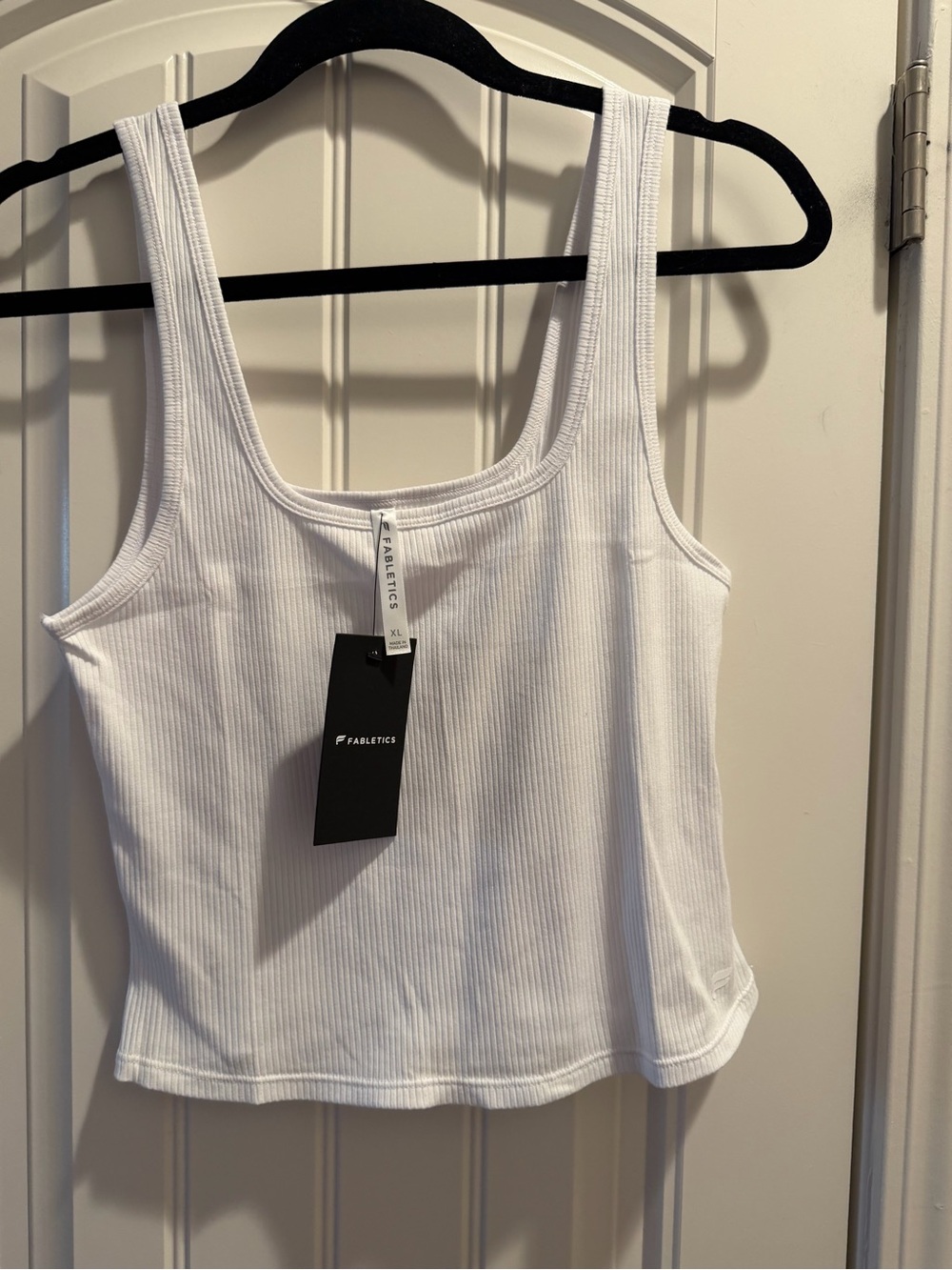 Fabletics White Ribbed Scoop Neck Tank